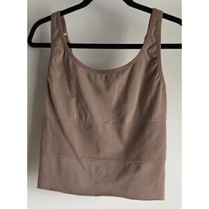Pink Active Women's Tank Top XL Sleeveless Mauve Ribbed Recycled Polyamide